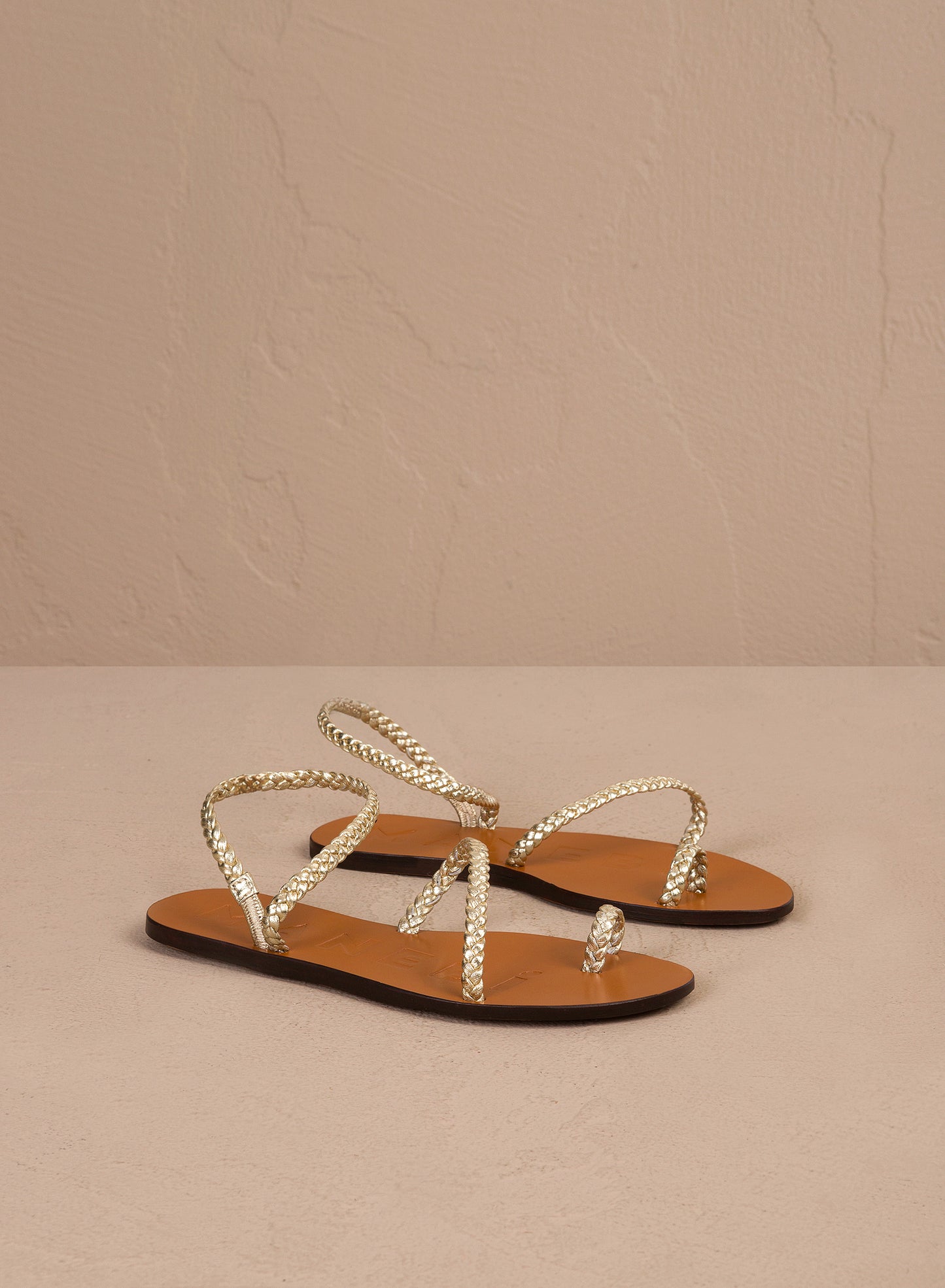 BRAID TOE RING LEATHER SANDALS