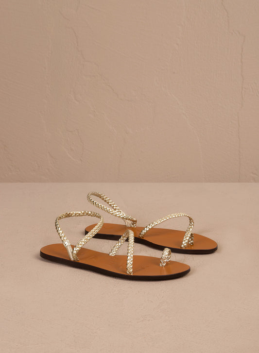 BRAID TOE RING LEATHER SANDALS