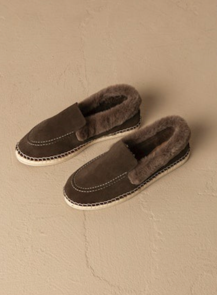Suede and Faux Fur Loafers