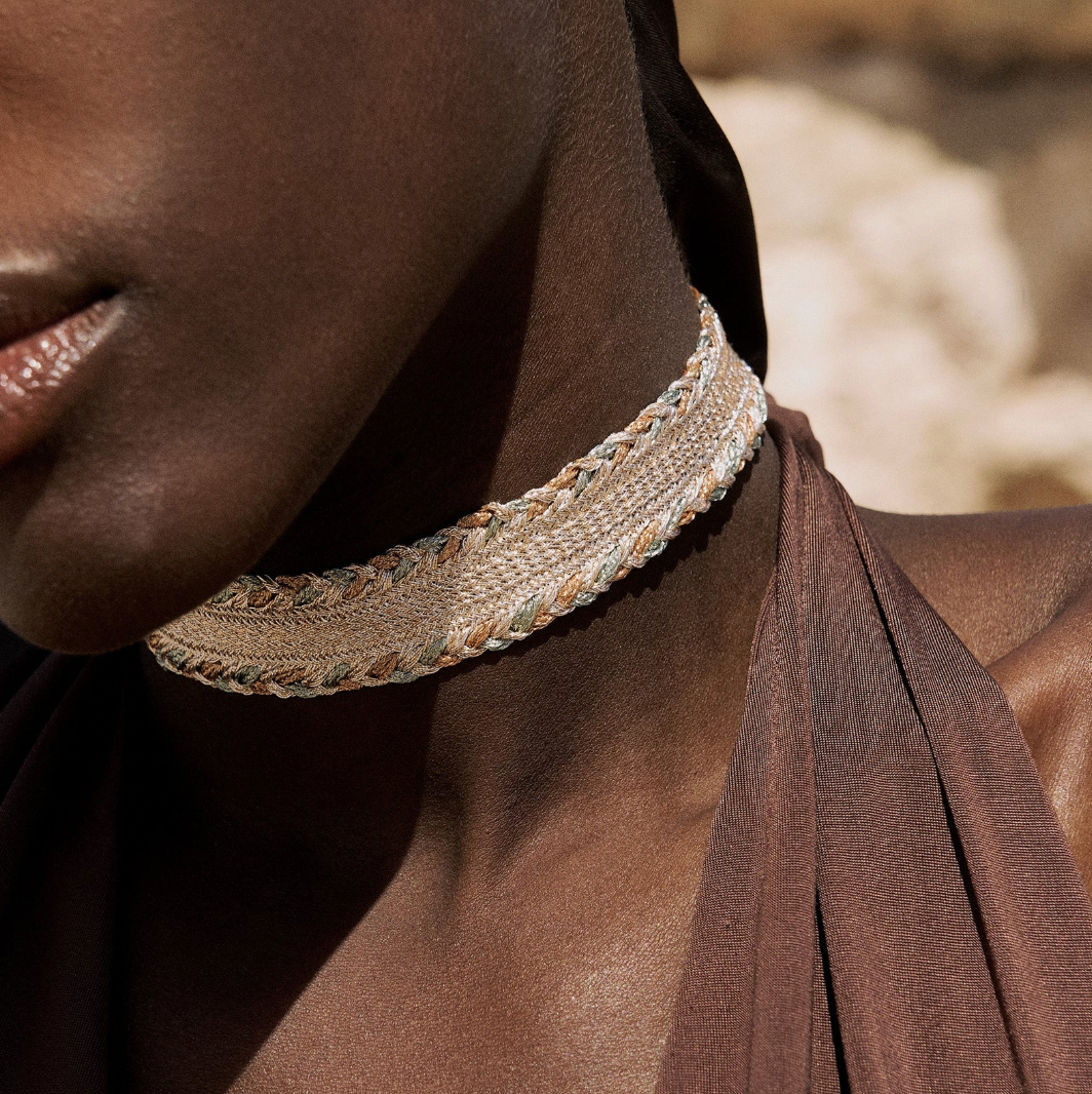 Nalea nº2 Choker in Peach & Silver Almond Desert Sun