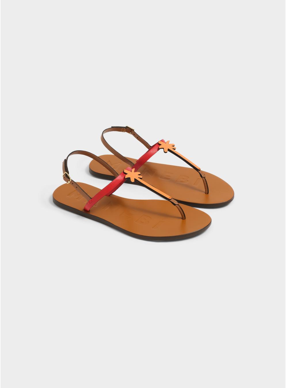 LEATHER SUNSET ORANGE PALM THONGS
