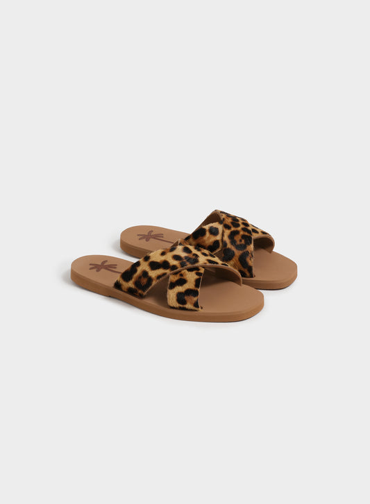 CROSSED LEOPARD SANDALS