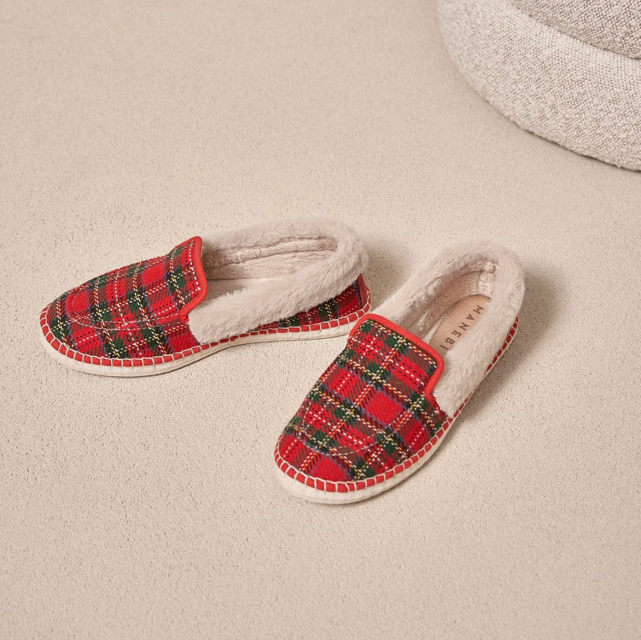 Wool Tartan and Faux Fur Loafers