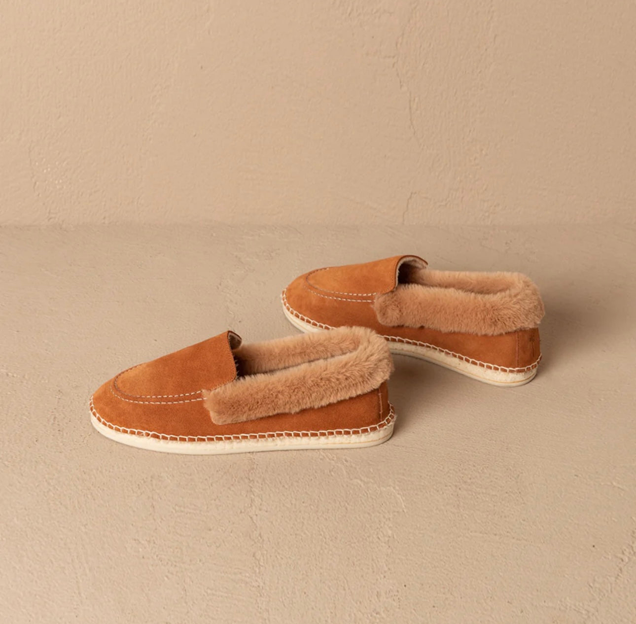 Suede and Faux Fur Loafers