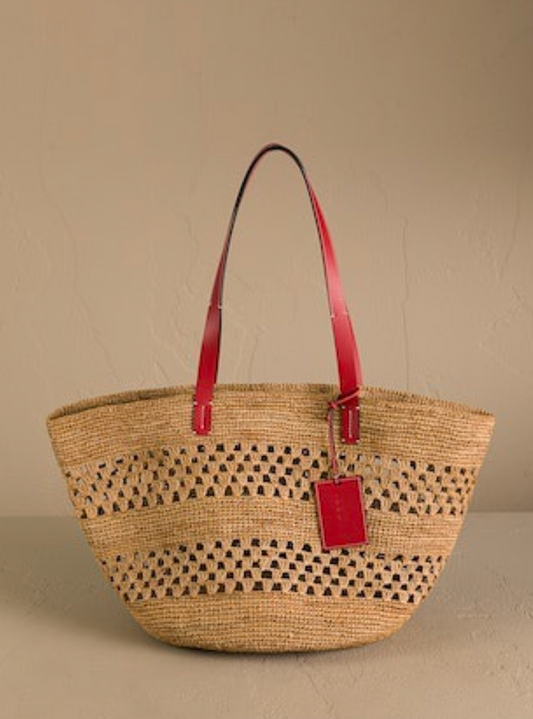 BASKET BAG WEAVING TAN & RUST