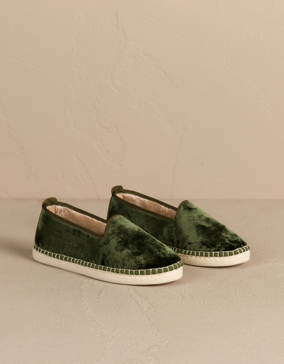 SILK VELVET ESPADRILLES WITH FUR