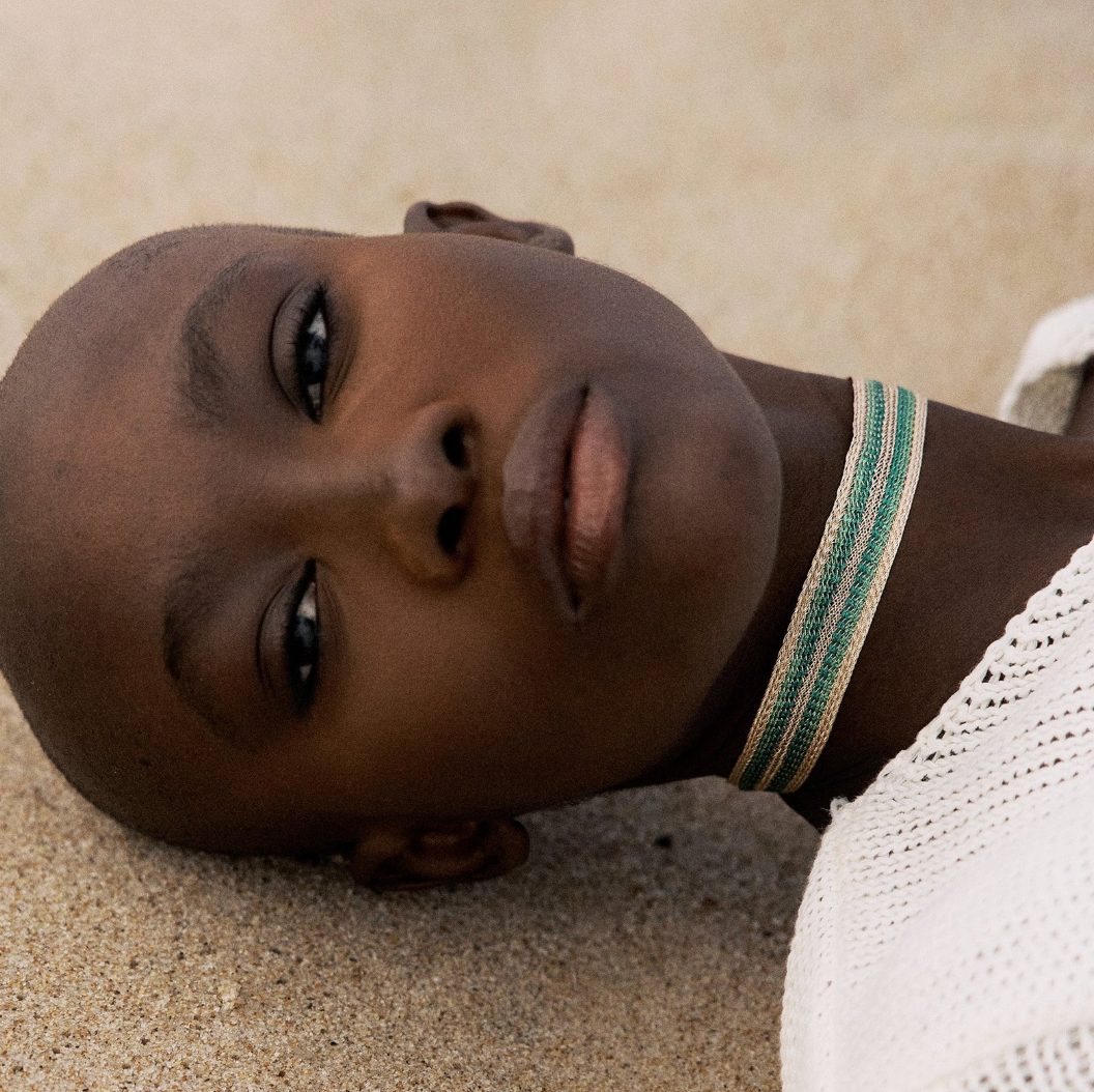 Maxi Yula nº3 choker in Rose Gold Mint Eucalyptus