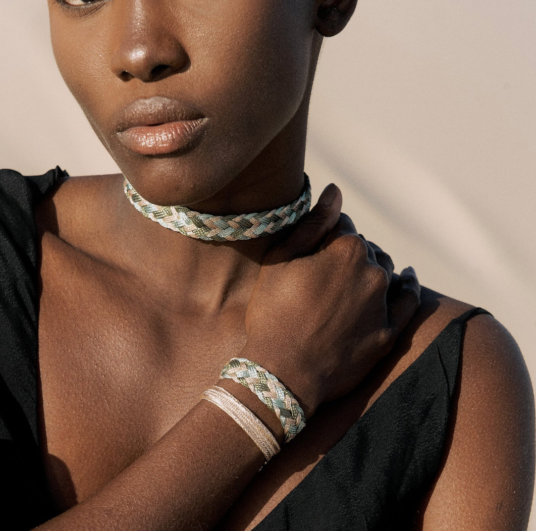 Lira nº2 choker in Rose Gold Olive Sage