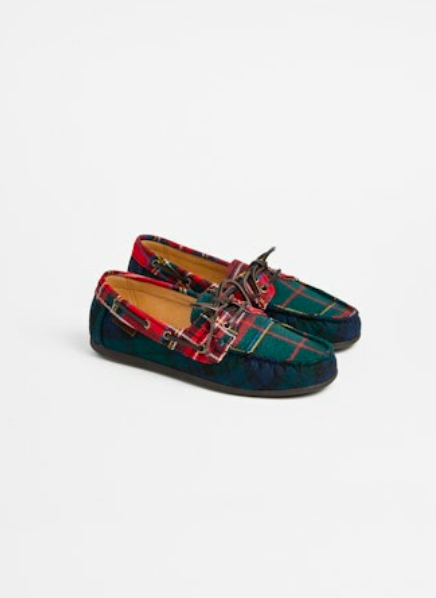 WOOL TARTÁN PATCHWORD DECK SHOES