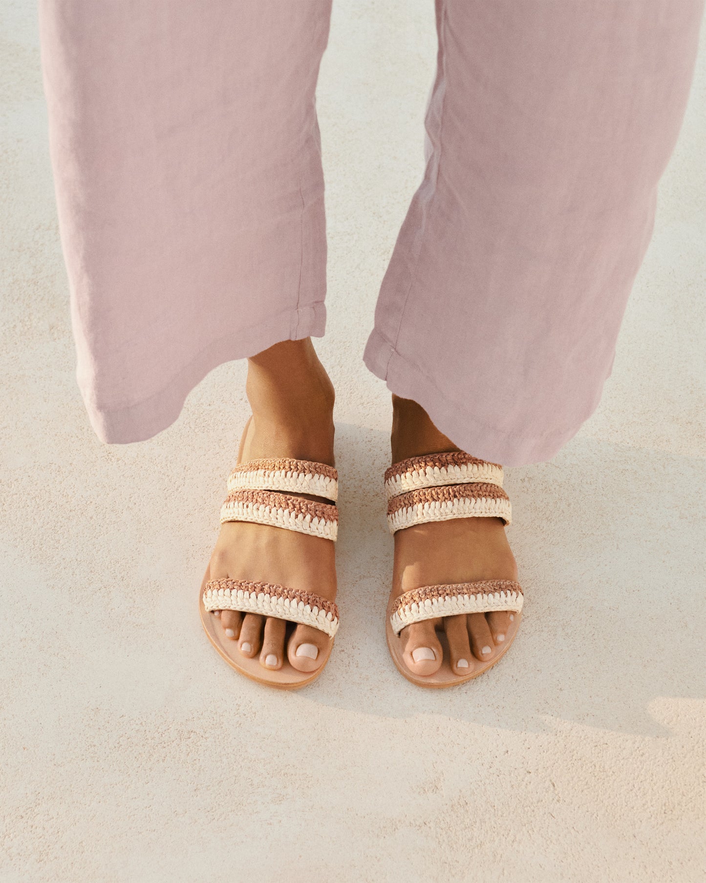 LEATHER SANDALS - CUERO NATURAL 3 BANDS