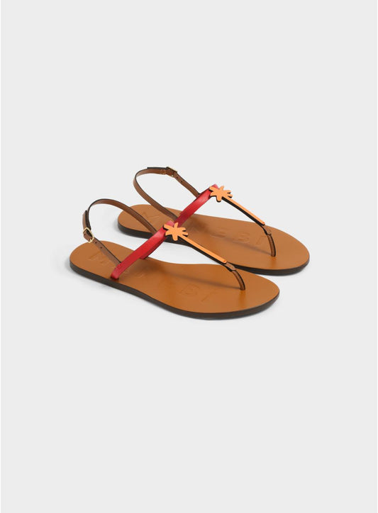 LEATHER SUNSET ORANGE PALM THONGS