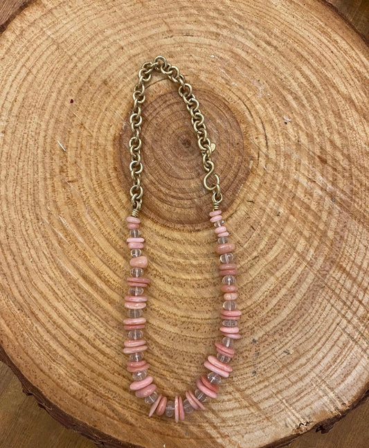 MAJO BUGAMBILIA Necklace  Opal & rose quartz