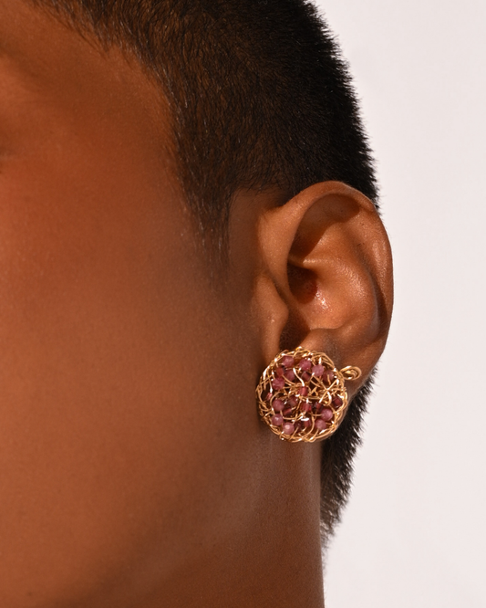 AURA EARRINGS #1 (20mm) - Ruby, Garnet & Tourmaline