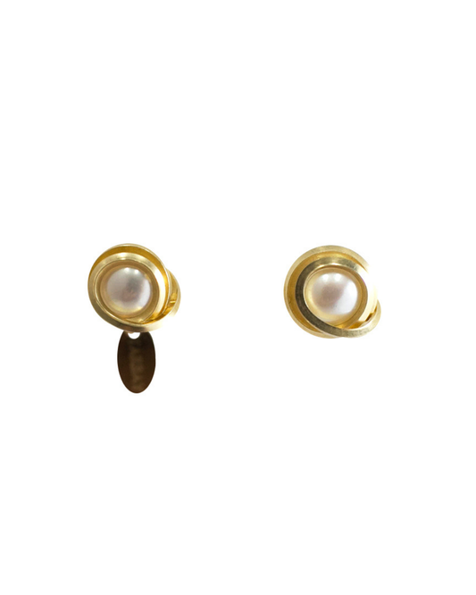 CARMENCITA EARRINGS #2 (8mm) - Pearl & Yellow Gold