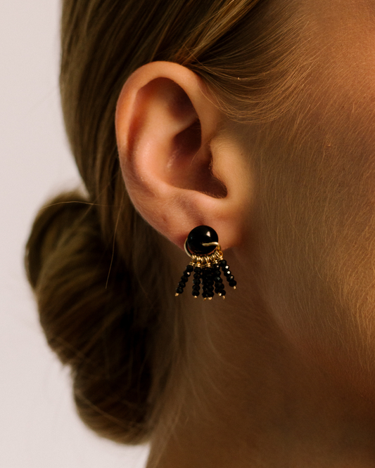 MIRANDA EARRINGS #1 (20mm) - Black Spinel