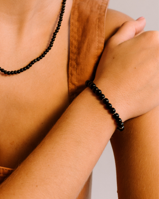 ANDRES BRACELET#1 (6mm) - Rainbow Obsidian & Sterling Silver