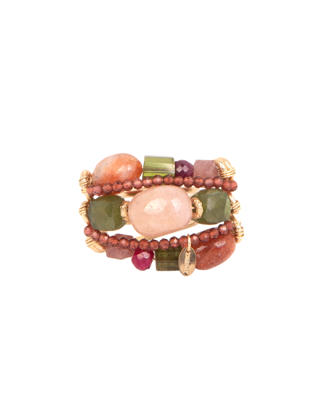 MERMELADA RING #1 (35mm)- Morganita, Granate, Ruby, Sunstone, Tourmalina Verde, Garnet Crosular Verde, Cuarzo cherry