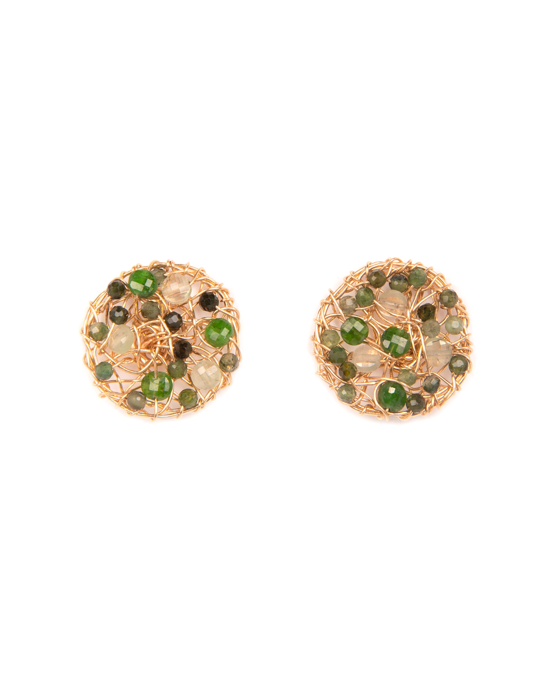 AURA EARRINGS #1 (20mm) - Green Mix Gems