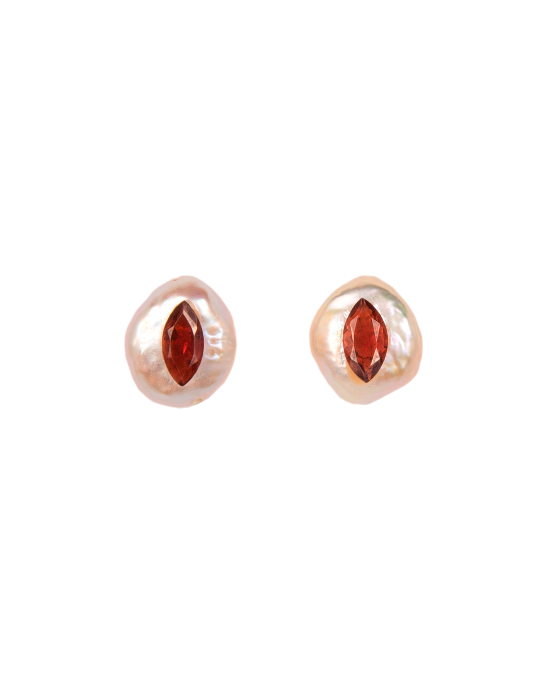 KESHI EARRINGS #8 (12mm) - Garnet & Perls