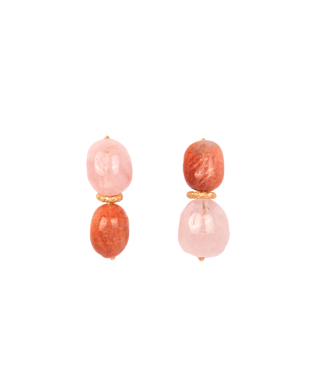 BROMELIA EARRINGS #1 (30mm) - Morganite & Sun Stone