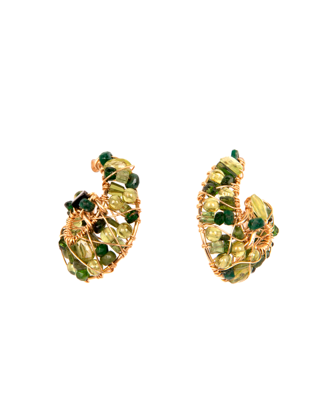 SENECIO EARRINGS #1 (30mm) - Peridoto, Tourmalina Verde, Zafiro Verde